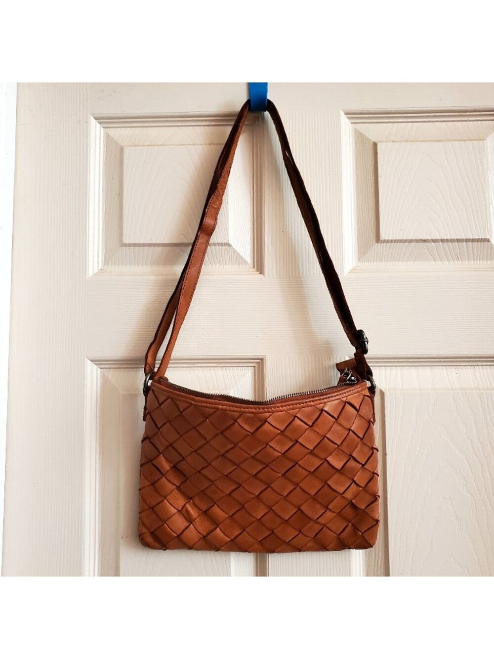 NOS Vtg "Vilenca Holland" Purse Bag 8x11" Tote Leather Weave Cross Body Adjusts